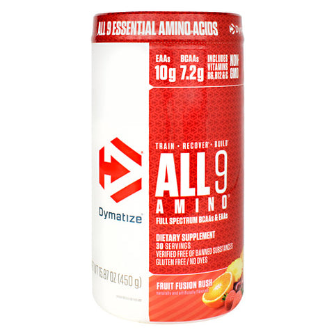 All 9 Amino, Fruit Fusion Rush, 30 servings- 15.87 oz (450g)