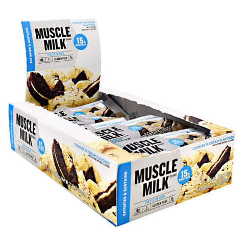 Muscle Milk Protein Bars, Cookies 'n Cream, 12 - 1.76 oz. Bars