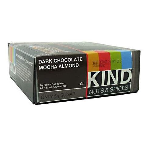 Kind Nuts & Spices, Dark Chocolate Mocha Almond, 12 Bars