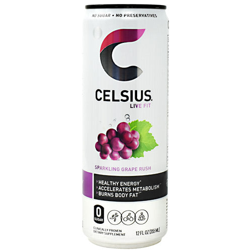 Celsius, Sparkling Grape Rush, 12 -(12 fl oz) Cans