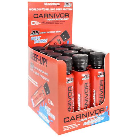 Carnivor Liquid Protein Shot, Blue Raspberry, 12 (4 fl oz) Bottles