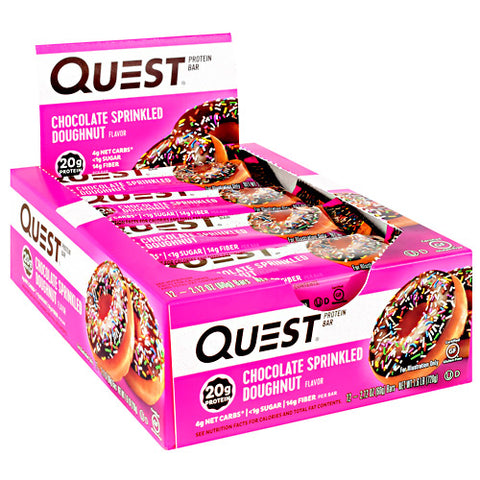 Quest Protein Bar, Chocolate Sprinkled Doughnut, 12 (2.12oz) Bars