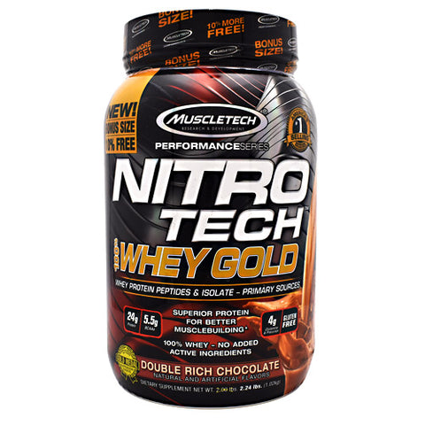 Nitro Tech 100% Whey Gold, Double Rich Chocolate, 2.24 lbs (1.02 kg)