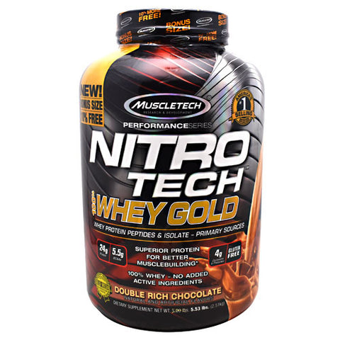 Nitro Tech 100% Whey Gold, Double Rich Chocolate, 5.53 lbs (2.51 kg)