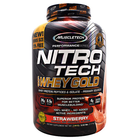 Nitro Tech 100% Whey Gold, Strawberry, 5.53 lbs (2.51 kg)