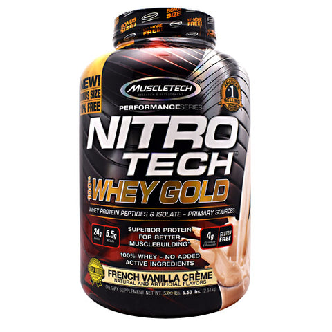 Nitro Tech 100% Whey Gold, French Vanilla Creme, 5.53 lbs (2.51 kg)