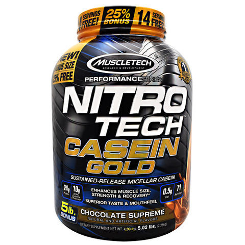 Nitro Tech Casein Gold, Chocolate Supreme, 5.02 lbs (2.28 kg)