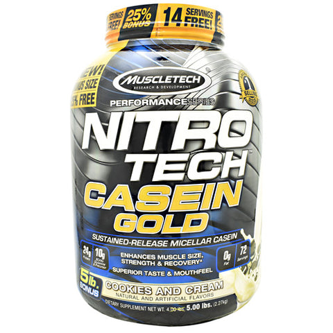 Nitro Tech Casein Gold, Cookies And Cream, 5 lb.  (2.27 kg)