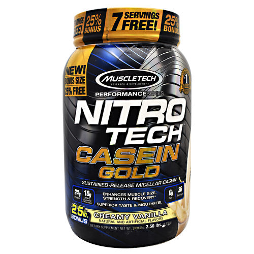 Nitro Tech Casein Gold, Creamy Vanilla, 2.50 lbs (1.13 kg)