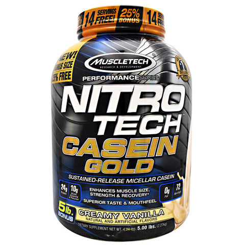 Nitro Tech Casein Gold, Creamy Vanilla, 5.00 lbs (2.27 kg)