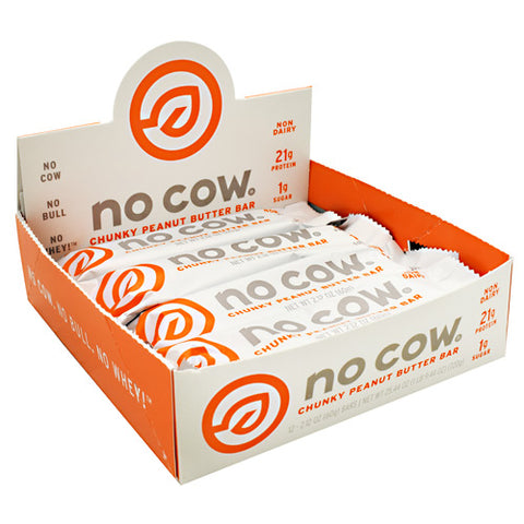 No Cow Bar, Chunky Peanut Butter, 12-(2.12oz) Bars