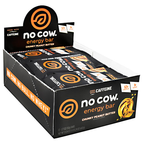 No Cow Energy Bar, Chunky Peanut Butter, 12 (1.77 oz) Bars