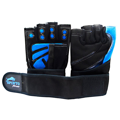 Men's Workout Glove W- Wrist Wraps, Blue-gray, SM