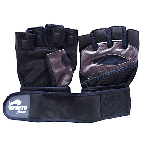 Men's Workout Glove W- Wrist Wraps, Brown-gray, SM