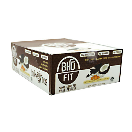 Bhu Fit Primal Protein, Dark Chocolate Coconut Almond, 12 bars- 19 oz (539g)