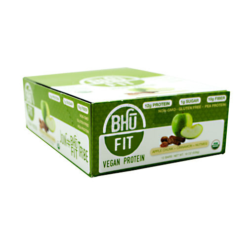 Bhu Fit Vegan Protein, Apple Chunk Cinnamon Nut Meg, 12 bars- 19 oz (539g)