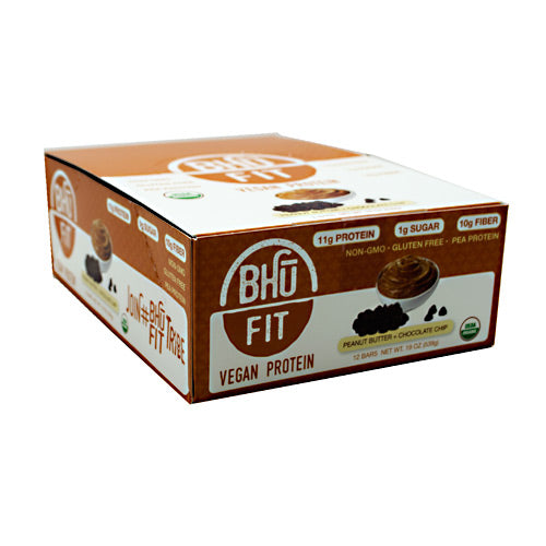 Bhu Fit Vegan Protein, Peanut Butter Chocolate Chip, 12 bars- 19 oz (539g)