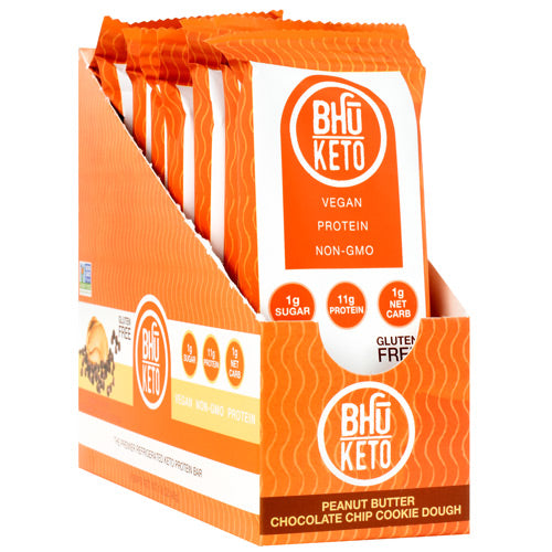 Bhu Keto, Peanut Butter Chocolate Chip Cookie Dough, 8 (1.6 oz) Bars