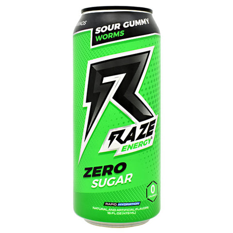 Raze Energy, Sour Gummy Worms, 12 - 16 FL OZ Cans