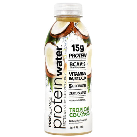 Protein Water, Tropical Coconut, 16 - 16.9 fl oz. Bottles